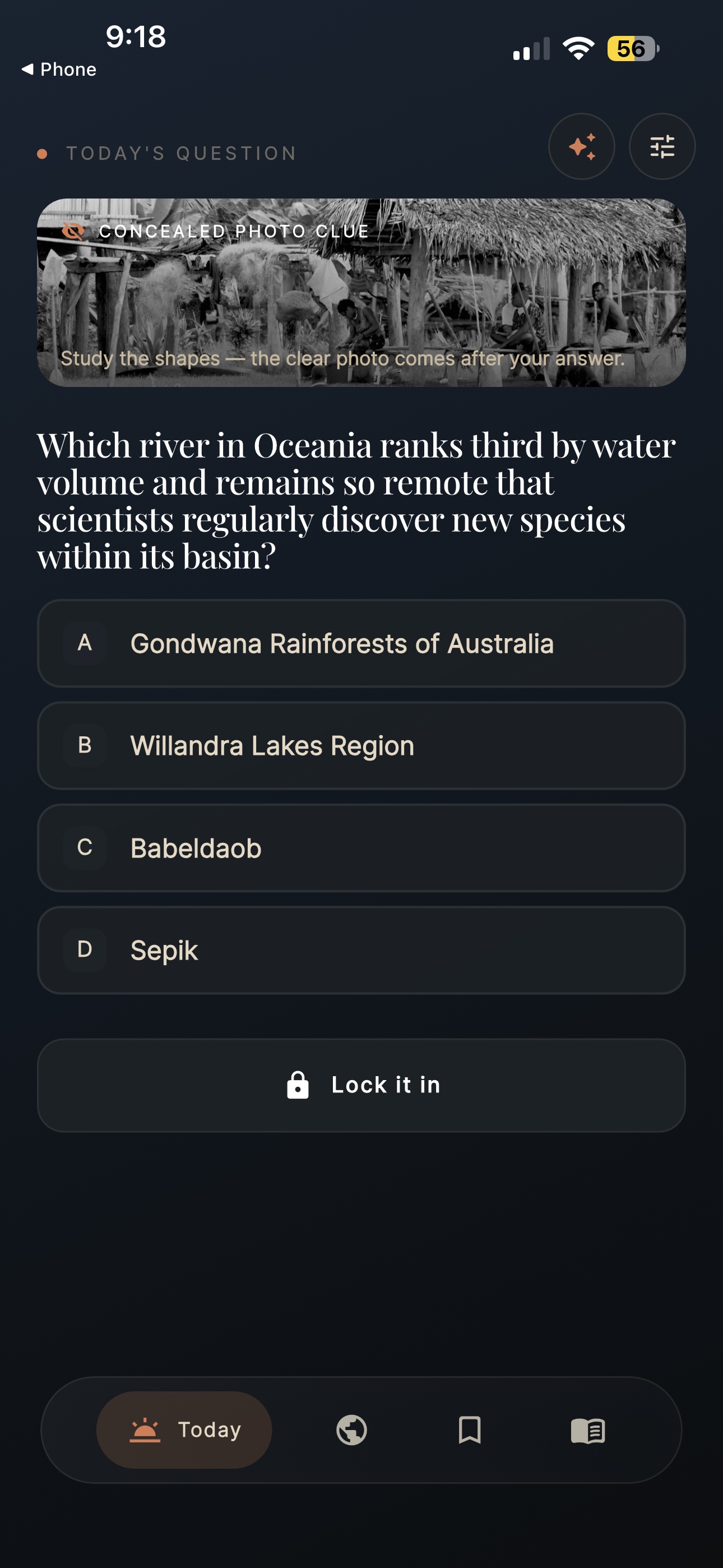 Terravel daily geography question with a concealed photo clue